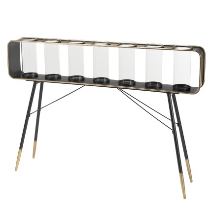 Meuble déco DORIA en verre et métal noir et doré