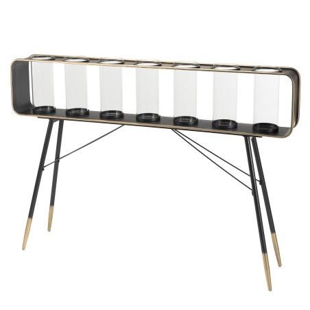 Meuble déco DORIA en verre et métal noir et doré