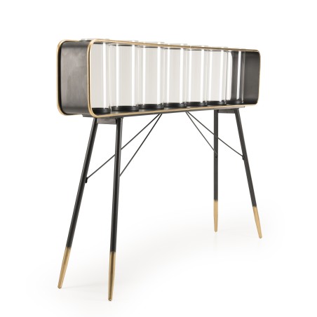 Meuble déco DORIA en verre et métal noir et doré
