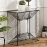 TOD Square Black Metal Console Table with Glass Top