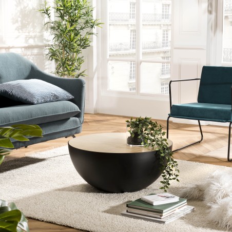 TOD Coffee Table - Metal Base Wood Top 70x70cm