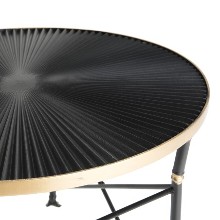 TOD - Round Side Table 61x61cm Black Metal with Gold Trim