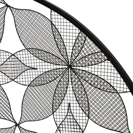 Décoration murale ronde TOD 90x90cm métal noir fleurs