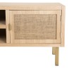 LAURA TV Stand - 2 Shelves, 2 Doors, Jute Fabric, Gold Metal Legs