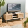Meuble TV ALINE- Bois clair et toile de jute