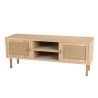 ALINE TV Stand - 2 Shelves, 2 Doors, Jute Fabric, Gold Metal Legs