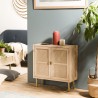 Buffet LAURA - Bois clair et toile de jute