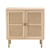 LAURA Sideboard - 2 Doors Jute Fabric Gold Metal Legs
