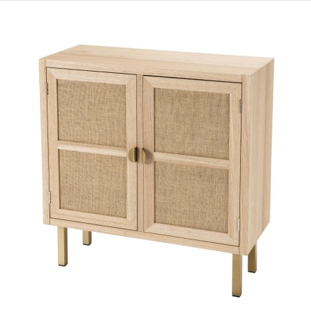 Buffet LAURA - Bois clair et toile de jute