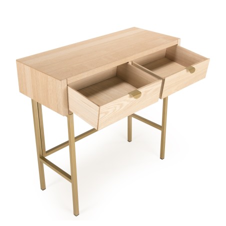 LAURA Console Table with 2 Drawers and Gold Metal Legs