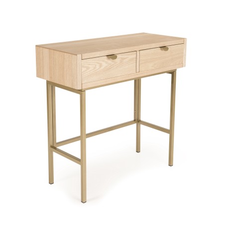 Console LAURA 2 tiroirs pieds métal doré