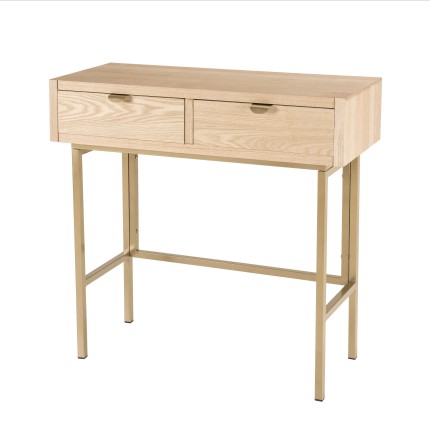 Console LAURA 2 tiroirs pieds métal doré