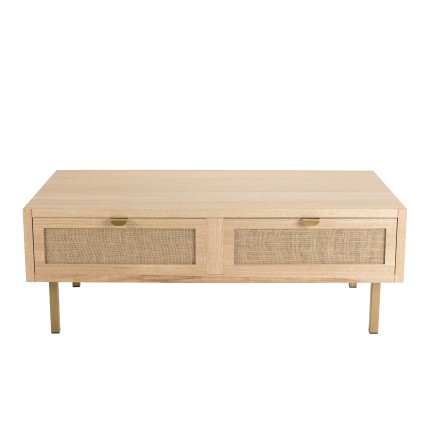 Table basse ALINE- Toile de jute et métal doré