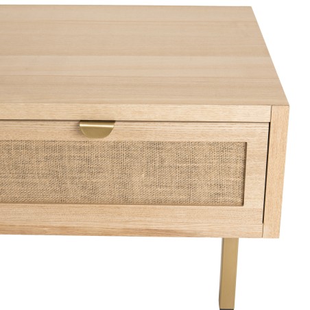 Table basse LAURA - Toile de jute et métal doré