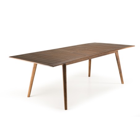 Salon de jardin VICTOIRE en bois 8/10 pers - Table extensible et fauteuils en rotin