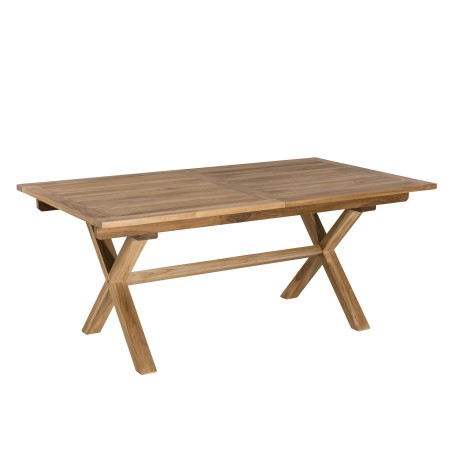 Salon de jardin bois teck 8/10 pers - Table rect. extensible - 6 fauteuils textilène taupe