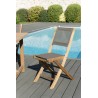 Salon de jardin en bois teck 2 pers - Table carrée pliante 60 cm et 2 chaises taupe