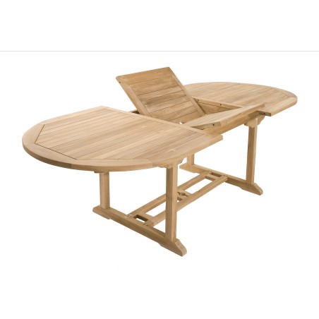 Salon de jardin en bois teck 8/10 personnes - Table ovale extensible