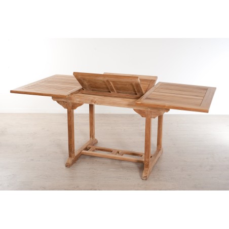 Salon de jardin en bois teck 4/6 pers - Table rectangulaire et 6 chaises