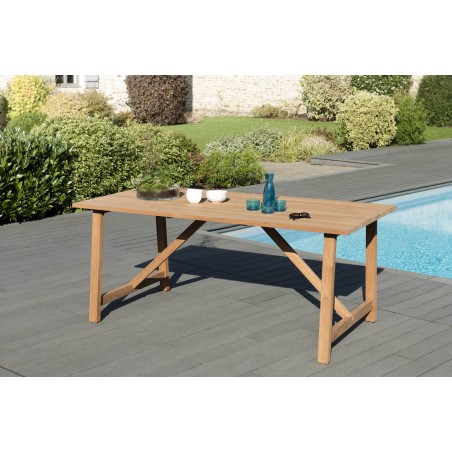 KIM - Teak Wood Garden Set 6/8 pers. - 1 Table 180*90 cm & 6 Stackable Chairs