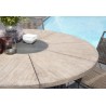 EMILE - Teak Wood Gray Garden Set 4/6 pers: Round Table 120 cm & 4 Scandi Chairs