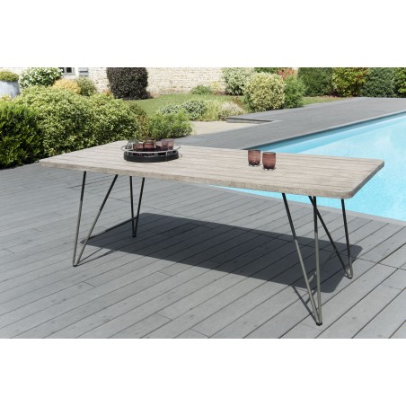 Emile Teak Wood Gray Garden Set - 6/8 pers. - 1 Table 200*90 cm and 6 Chairs