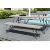 Salon de jardin en bois teck gris EMILE 6/8 pers.