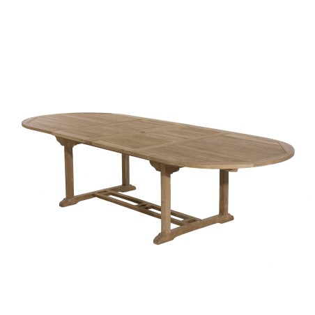 Salon de jardin en bois teck 10/12 pers - Table ovale extensible 200*300/120cm