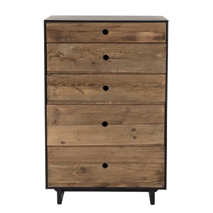 Meuble chiffonnier DANDY 5 tiroirs bois Pin recyclé