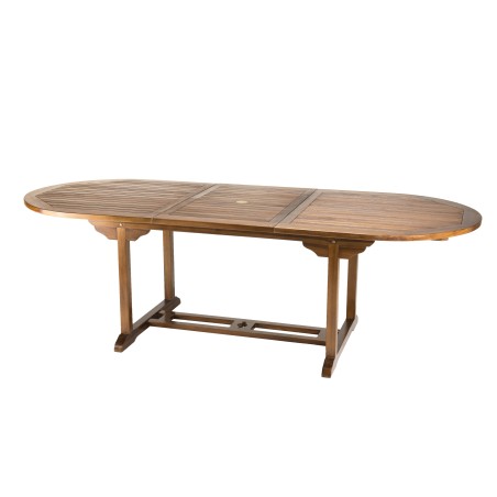 Table de jardin ovale extensible en teck - MAEVA