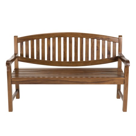 MAEVA Oval Garden Bench in Oiled Teak Wood - Rot-Resistant Outdoor Furniture