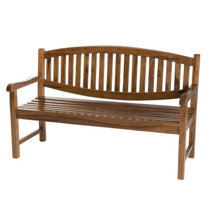 MAEVA Oval Garden Bench in Oiled Teak Wood - Rot-Resistant Outdoor Furniture
