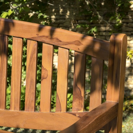 MAEVA Oval Garden Bench in Oiled Teak Wood - Rot-Resistant Outdoor Furniture