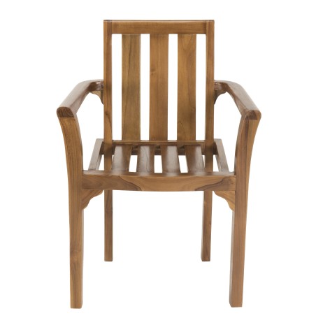 Ensemble 2 fauteuils empilables bois teck huilé