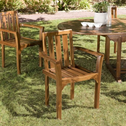 Ensemble 2 fauteuils empilables bois teck huilé
