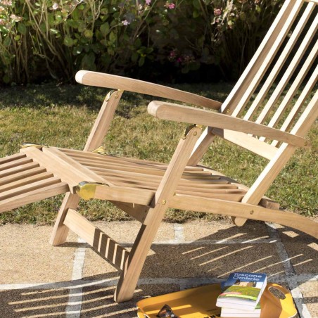 FUN Raw Teak Garden Lounger - Premium Solid Teak Lounger