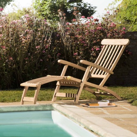 FUN Raw Teak Garden Lounger - Premium Solid Teak Lounger