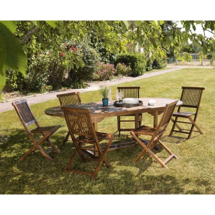 MAEVA Garden Furniture Set in Oiled Teak Wood - 8-10 People