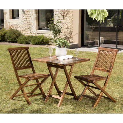 Salon de jardin en bois teck huilé MAEVA - 2 personnes
