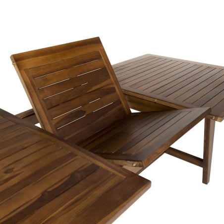 MAEVA - Teak Wood Garden Set - 1 Rectangular Table 180/240*100 cm & 6 Chairs