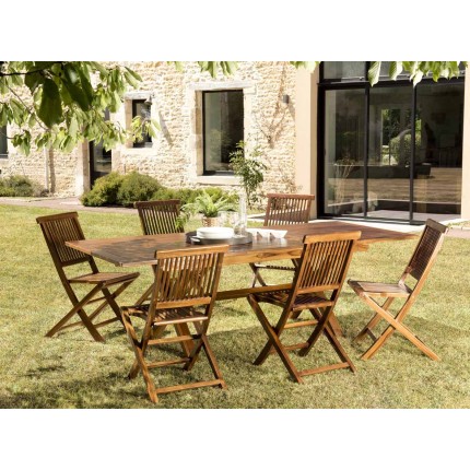 Salon de jardin bois teck huilé MAEVA - 8/10 personnes