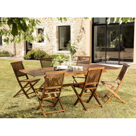 MAEVA Oiled Teak Garden Furniture Set for 8/10 People - Rot-Resistant Teak Wood