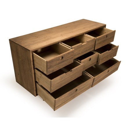 Commode ANDY - Bois de sapin ciré - 8 tiroirs