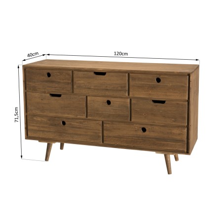 ANDY - Brown Wood Scandi Chest of Drawers with 8 Drawers