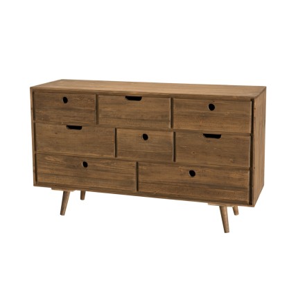 ANDY - Brown Wood Scandi Chest of Drawers with 8 Drawers
