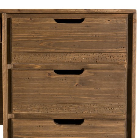 ANDY - Brown Wood Scandi Desk with 6 Drawers, Pine