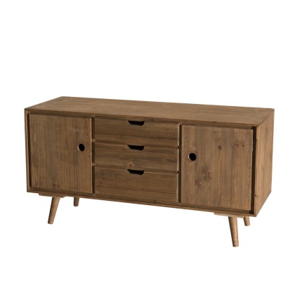 ANDY Brown Wood Scandi Sideboard - 2 Doors, 3 Drawers - Pine
