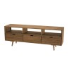 ANDY Brown Wood Scandi TV Stand with 3 Drawers and 3 Niches