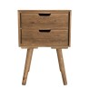 ANDY Brown Wood Scandi Bedside Table with 2 Drawers