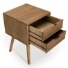 ANDY Brown Wood Scandi Bedside Table with 2 Drawers
